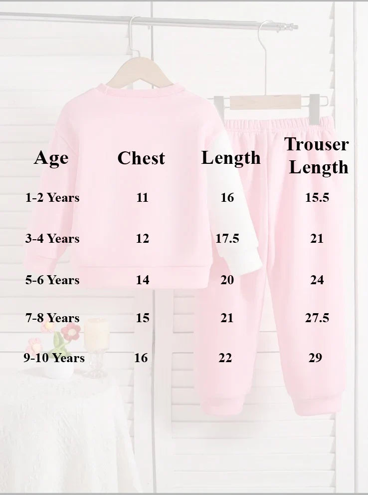 Kids winter tracksuit set, light pink hoodie sweatshirt and matching jogger pants